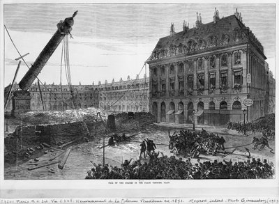 Fall of the column in the Place Vendome, Paris, 1871 by French School